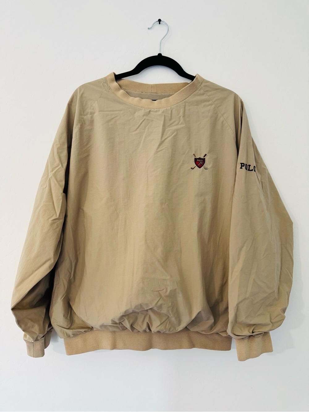 Polo by Ralph Lauren Vintage Beige Windbreaker Pullover with Crest